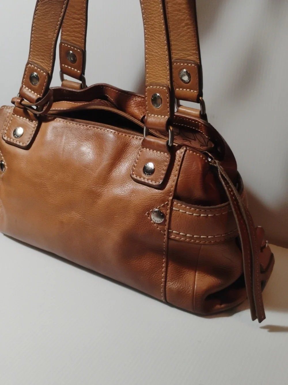 Fossil Vintage Cognac Leather Hobo With Wallet 2 Pieces For One Price - Picture 6 of 11